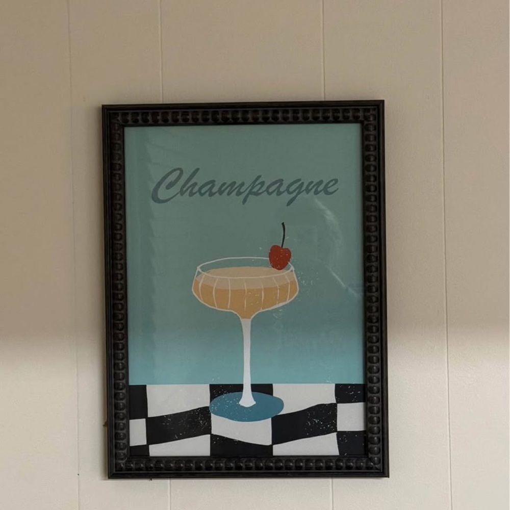 Champagne Wall Art with Black Frame